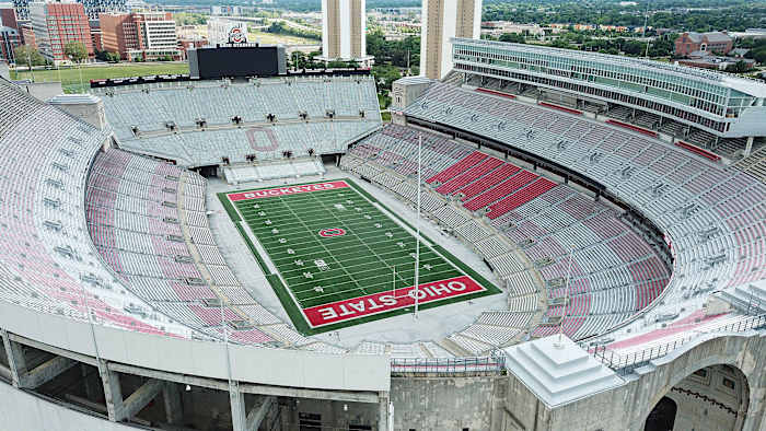 An empty Ohio Stadium on the Buckeyes' campus